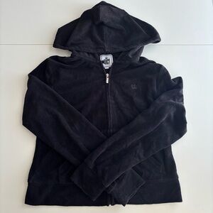 Juicy Couture Black Zip-Up Velvet Hoodie